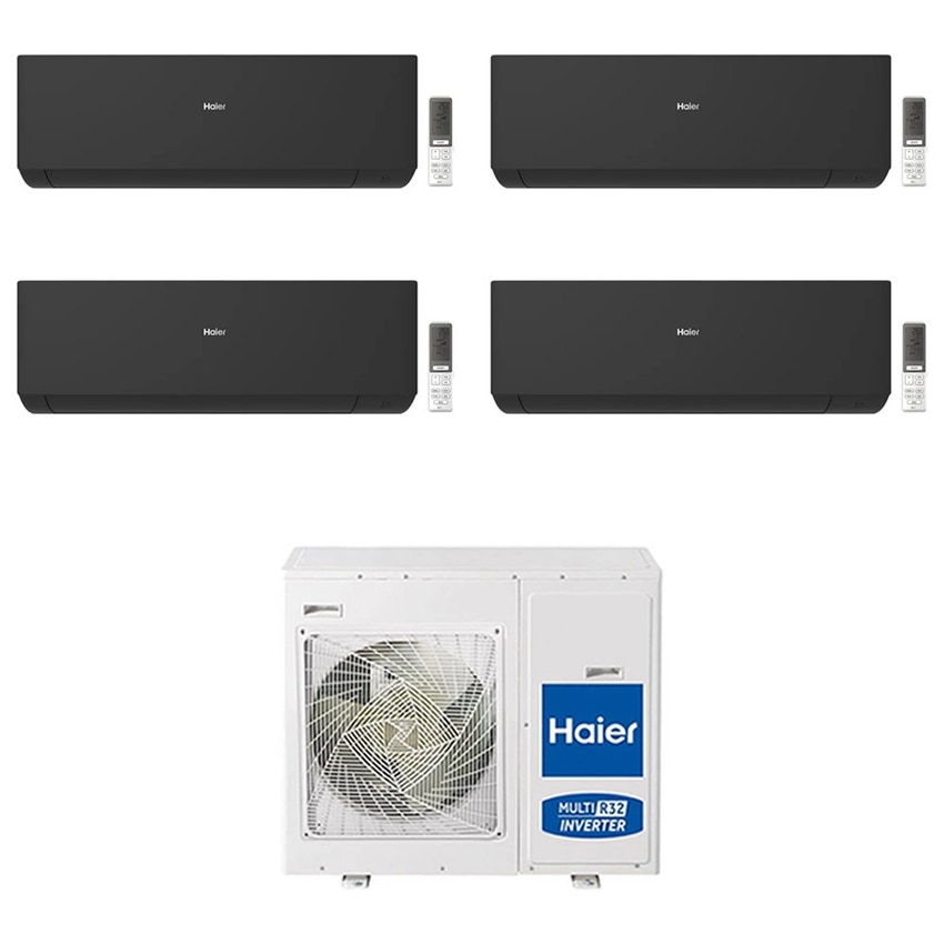 Immagine di Haier EXPERT R32 Climatizzatore a parete quadri split inverter Wi-Fi nero | unità esterna 7.5 kW unità interne 7000+7000+7000+7000 BTU 4U75S2SR5FA+AS[20|20|20|20]XCAHRA-MB