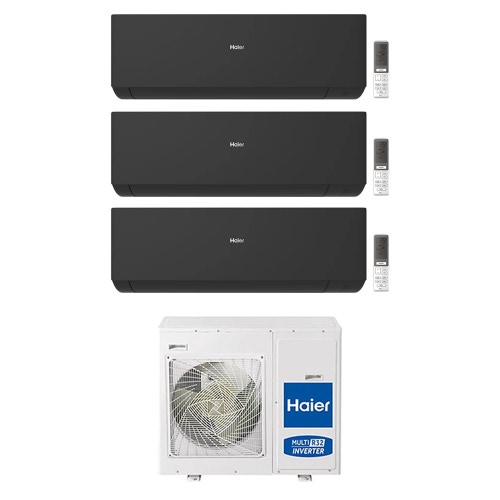 Immagine di Haier EXPERT R32 Climatizzatore a parete trial split inverter Wi-Fi nero | unità esterna 8.5 kW unità interne 7000+7000+9000 BTU 4U85S2SR5FA+AS[20|20|25]XCAHRA-MB