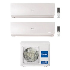 Immagine di Haier FLEXIS PLUS R32 Climatizzatore a parete dual split inverter Wi-Fi bianco | unità esterna 7 kW unità interne 7000+12000 BTU 3U70S2SR5FA+AS[20|35]S2SF1FA-MW3