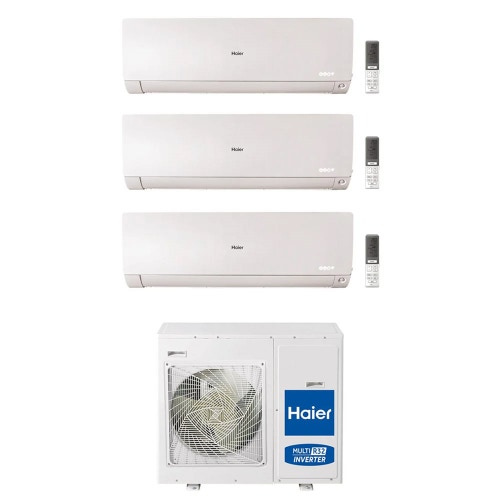 Immagine di Haier FLEXIS PLUS R32 Climatizzatore a parete trial split inverter Wi-Fi bianco | unità esterna 8.5 kW unità interne 7000+12000+18000 BTU 4U85S2SR5FA+AS[20|35|50]S2SF1FA-MW3
