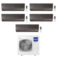 Immagine di Haier FLEXIS PLUS R32 Climatizzatore a parete penta split inverter Wi-Fi nero | unità esterna 12.5 kW unità interne 7000+7000+9000+9000+9000 BTU 5U125S2SN1FA+AS[20|20|25|25|25]S2SF1FA-MB3