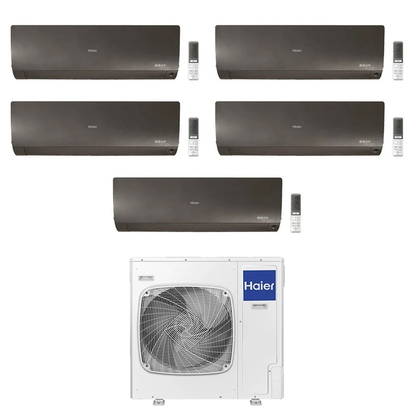 Immagine di Haier FLEXIS PLUS R32 Climatizzatore a parete penta split inverter Wi-Fi nero | unità esterna 12.5 kW unità interne 7000+7000+7000+7000+7000 BTU 5U125S2SN1FA+AS[20|20|20|20|20]S2SF1FA-MB3