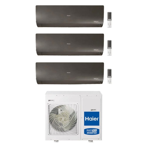 Immagine di Haier FLEXIS PLUS R32 Climatizzatore a parete trial split inverter Wi-Fi nero | unità esterna 8.5 kW unità interne 7000+7000+9000 BTU 4U85S2SR5FA+AS[20|20|25]S2SF1FA-MB3