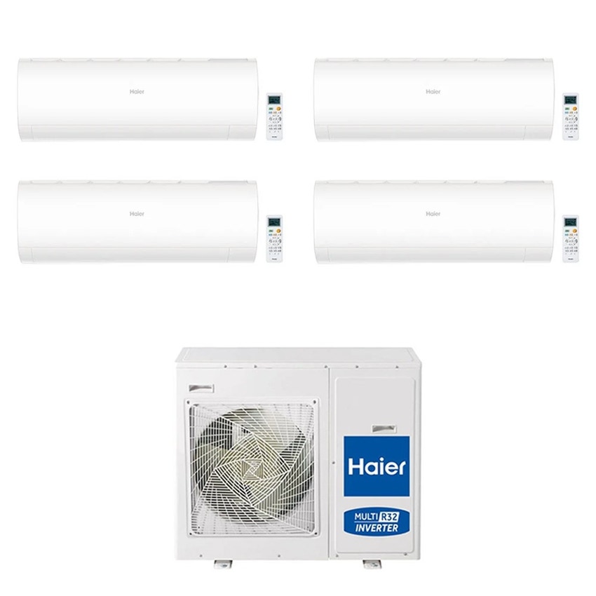 Immagine di Haier PEARL R32 Climatizzatore a parete quadri split inverter Wi-Fi bianco | unità esterna 8.5 kW unità interne 7000+9000+9000+18000 BTU 4U85S2SR5FA+AS20PBAHRA+2xAS25PBPHRA+AS50PDAHRA