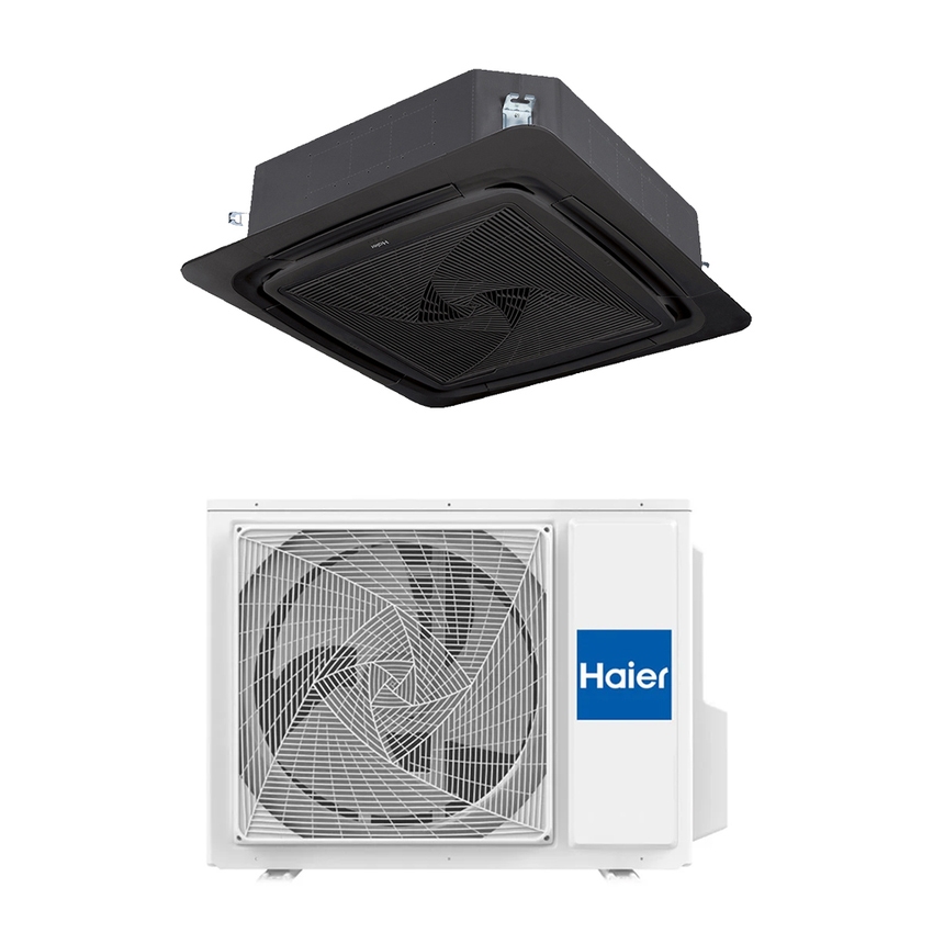 Immagine di Haier CASSETTE ROUND FLOW R32 Climatizzatore a cassetta nero monosplit inverter | unità esterna monofase 7.1 kW unità interna 24000 BTU AB71S2SG1FA(H)-B+1U71S2ST1FA