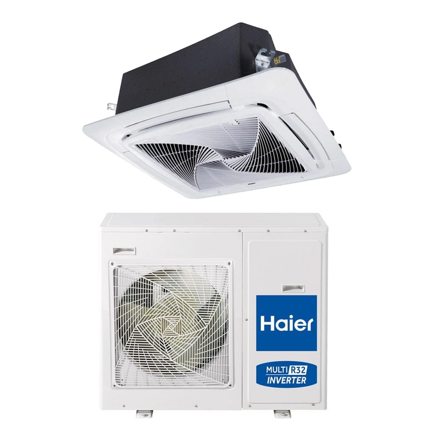 Immagine di Haier CASSETTE ROUND FLOW Climatizzatore a cassetta bianco monosplit inverter | unità esterna monofase 10.5 kW unità interna 35000 BTU AB105S2SR1FA(H)+1U105S2SS2FA