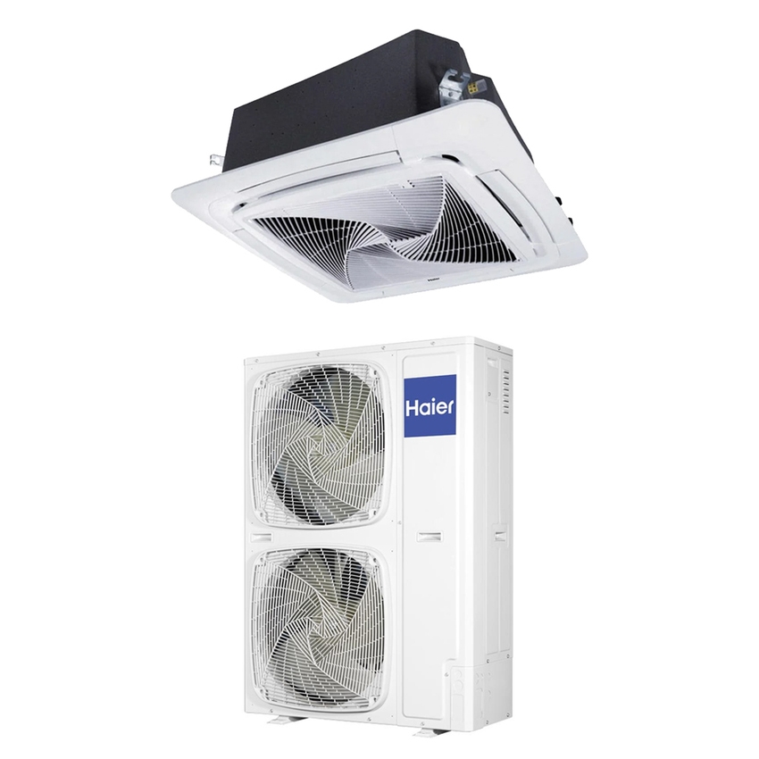 Immagine di Haier CASSETTE ROUND FLOW Climatizzatore a cassetta bianco monosplit inverter | unità esterna trifase (doppio ventilatore) 14 kW unità interna 48000 BTU AB140S2SR1FA(H)+1U140S2SP2FB