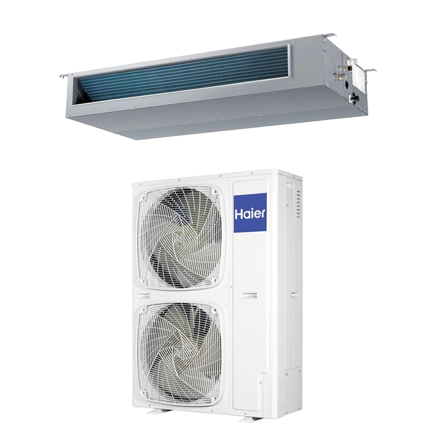 Immagine di Haier CANALIZZATO Media pressione R32 Climatizzatore canalizzabile monosplit inverter Wi-Fi | unità esterna monofase (doppio ventilatore) 14 kW unità interna 48000 BTU 1U140S2SP2FA+AD140S2SM8FA(H)