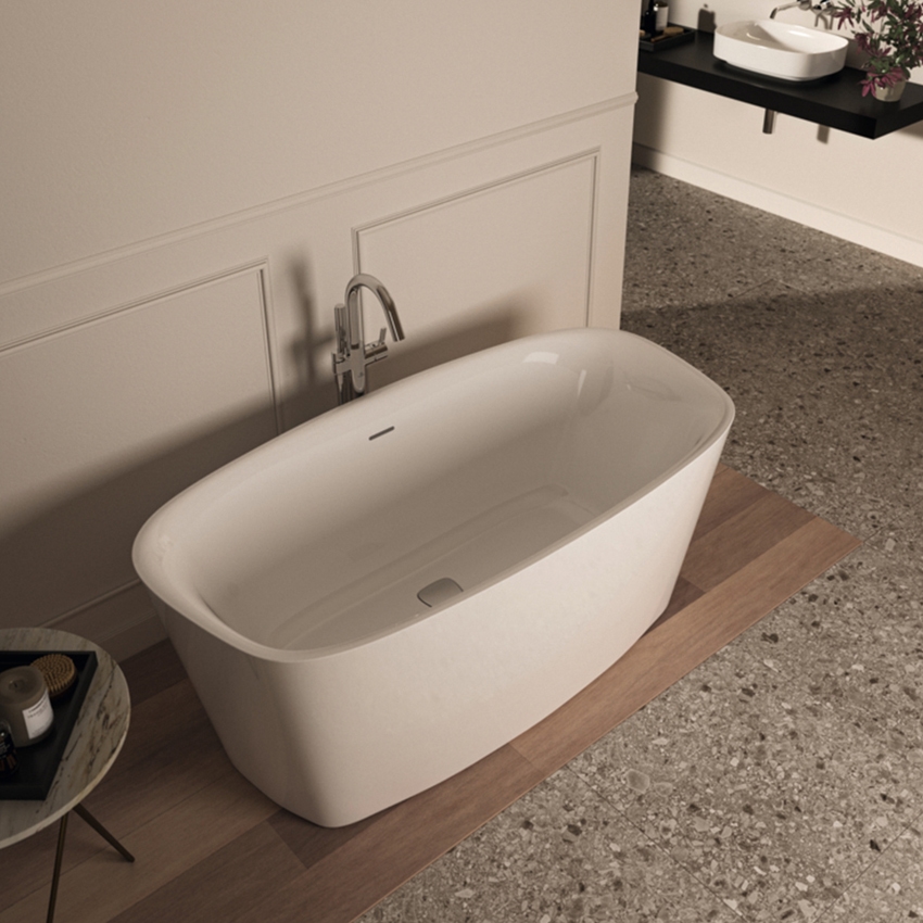 Immagine di Ideal Standard JOY miscelatore per vasca o doccia a pavimento, con tecnologia FirmaFlow, senza corpo incasso, finitura cromo BD461AA