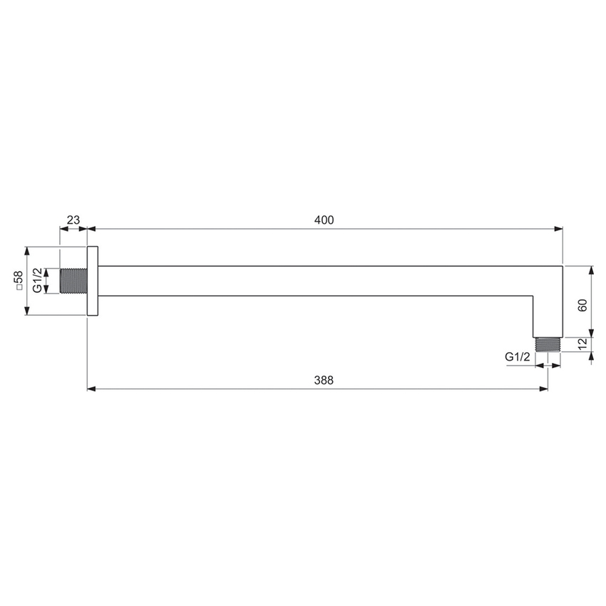 Immagine di Ideal Standard IDEALRAIN braccio a parete quadrato P.40 cm, finitura cromo BD645AA