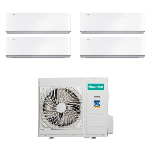 Immagine di Hisense ENERGY PRO X R32 Climatizzatore a parete quadri split inverter Wi-Fi bianco | unità esterna 10 kW unità interne 12000+12000+12000+12000 BTU 4AMW105U4RAA+QH[35|35|35|35]XV3AG