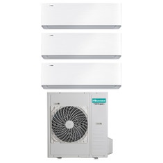 Immagine di Hisense ENERGY PRO X R32 Climatizzatore a parete trial split inverter Wi-Fi bianco | unità esterna 12.5 kW unità interne 9000+12000+12000 BTU 5AMW125U4RTA+QH[25|35|35]XV3AG