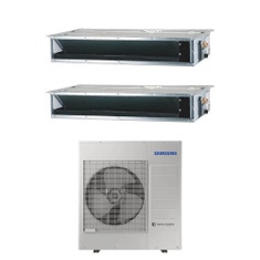 Immagine di Samsung CANALIZZABILE BASSA/MEDIA PREVALENZA R32 Climatizzatore canalizzabile dual split inverter | unità esterna 10 kW unità interne 12000+12000 BTU AJ100TXJ5KG/EU+AJ0[35|35]TNLPEG