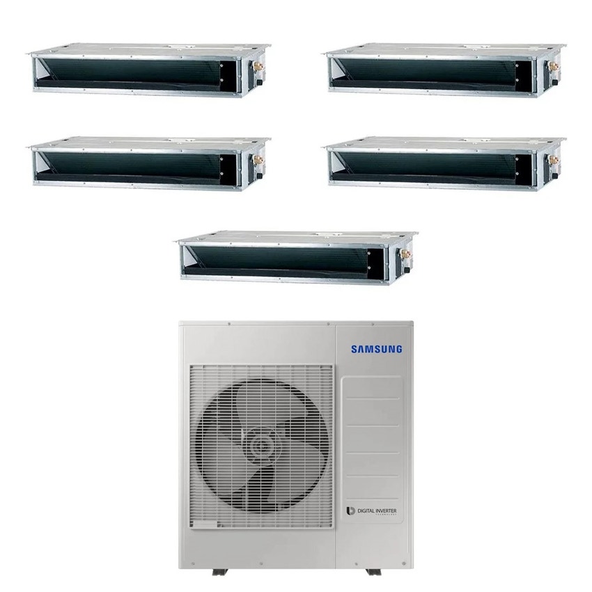 Immagine di Samsung CANALIZZABILE BASSA/MEDIA PREVALENZA R32 Climatizzatore canalizzabile penta split inverter | unità esterna 10 kW unità interne 9000+9000+12000+12000+18000 BTU AJ100TXJ5KG/EU+AJ052BNMDEG+AJ0[26|26|35|35]TNLPEG