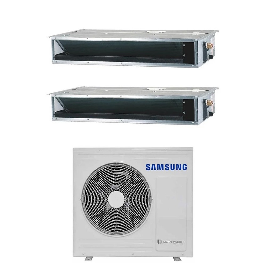 Immagine di Samsung CANALIZZABILE BASSA/MEDIA PREVALENZA R32 Climatizzatore canalizzabile dual split inverter | unità esterna 6.8 kW unità interne 12000+12000 BTU AJ068TXJ3KG/EU+AJ0[35|35]TNLPEG