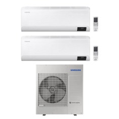 Immagine di Samsung CEBU R32 Climatizzatore a parete dual split inverter Wi-Fi bianco | unità esterna 10 kW unità interne 12000+18000 BTU AJ100TXJ5KG/EU+AR[12B|18B]XFYAWKNEU