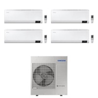 Immagine di Samsung CEBU R32 Climatizzatore a parete quadri split inverter Wi-Fi bianco | unità esterna 10 kW unità interne 7000+7000+7000+9000 BTU AJ100TXJ5KG/EU+AR[07T|07T|07T|09T]XFYAWKNEU