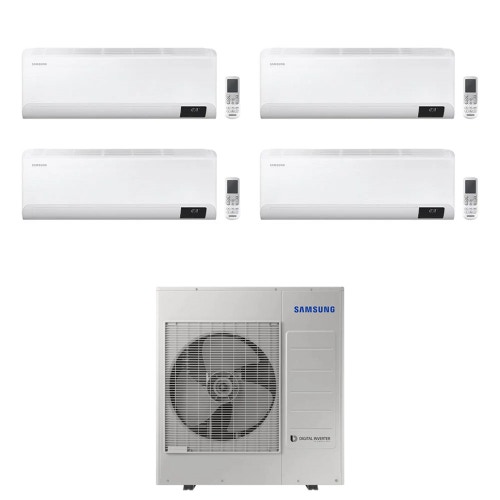 Immagine di Samsung CEBU R32 Climatizzatore a parete quadri split inverter Wi-Fi bianco | unità esterna 10 kW unità interne 9000+9000+9000+9000 BTU AJ100TXJ5KG/EU+AR[09T|09T|09T|09T]XFYAWKNEU