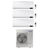 Immagine di Samsung CEBU R32 Climatizzatore a parete trial split inverter Wi-Fi bianco | unità esterna 10 kW unità interne 7000+7000+7000 BTU AJ100TXJ5KG/EU+AR[07T|07T|07T]XFYAWKNEU