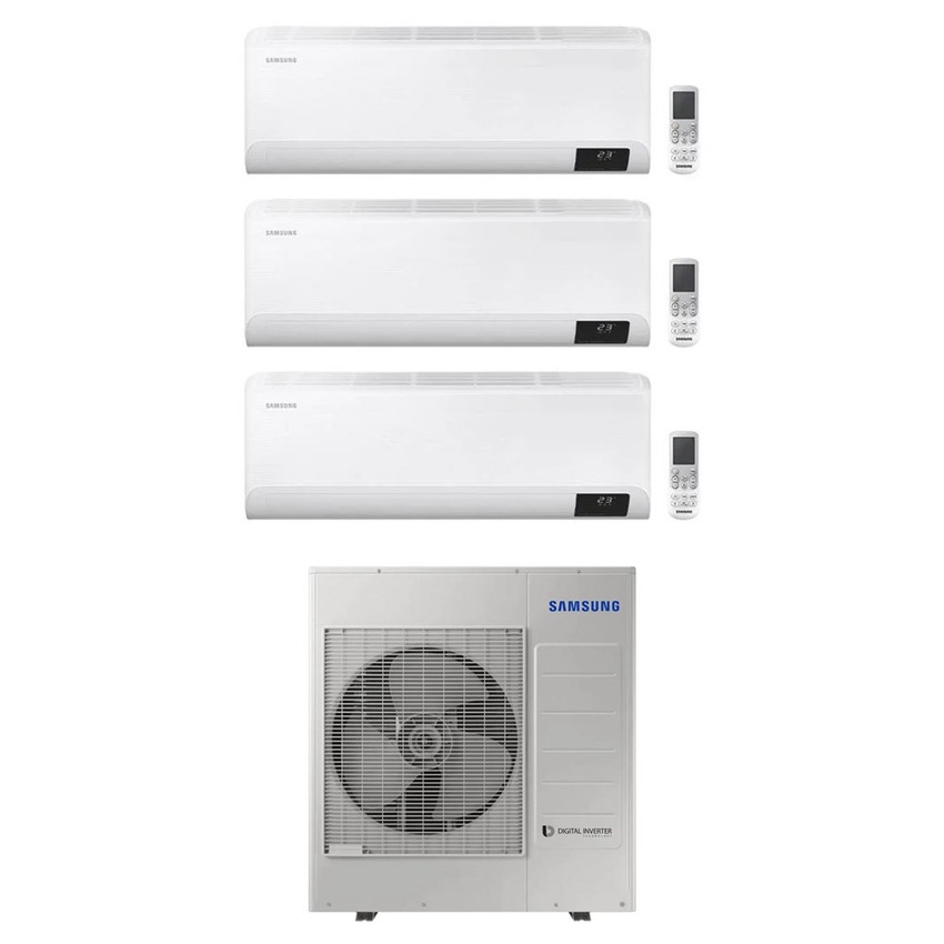 Immagine di Samsung CEBU R32 Climatizzatore a parete trial split inverter Wi-Fi bianco | unità esterna 10 kW unità interne 9000+18000+18000 BTU AJ100TXJ5KG/EU+AR[09T|18B|18B]XFYAWKNEU