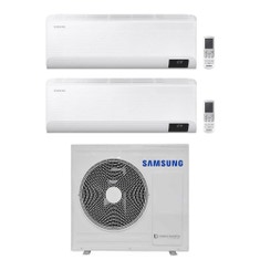 Immagine di Samsung CEBU R32 Climatizzatore a parete dual split inverter Wi-Fi bianco | unità esterna 6.8 kW unità interne 7000+7000 BTU AJ068TXJ3KG/EU+AR[07T|07T]XFYAWKNEU