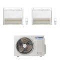 Immagine di Samsung CONSOLE R32 Climatizzatore a pavimento dual split inverter bianco | unità esterna 5 kW unità interne 9000+18000 BTU AJ050TXJ2KG/EU+AJ0[26|52]TNJDKG/EU
