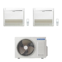 Immagine di Samsung CONSOLE R32 Climatizzatore a pavimento dual split inverter bianco | unità esterna 5 kW unità interne 9000+18000 BTU AJ050TXJ2KG/EU+AJ0[26|52]TNJDKG/EU