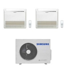 Immagine di Samsung CONSOLE R32 Climatizzatore a pavimento dual split inverter bianco | unità esterna 5.2 kW unità interne 9000+18000 BTU AJ052TXJ3KG/EU+AJ0[26|52]TNJDKG/EU