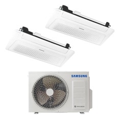 Immagine di Samsung CASSETTA 1 VIA WINDFREE R32 Climatizzatore a cassetta dual split inverter bianco | unità esterna 4 kW unità interne 9000+12000 BTU AJ040TXJ2KG/EU+AJ0[26|35]TN1DKG/EU