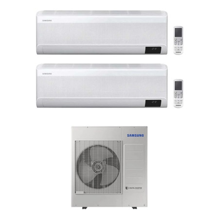Immagine di Samsung WINDFREE AVANT R32 Climatizzatore a parete dual split inverter Wi-Fi bianco | unità esterna 10 kW unità interne 12000+12000 BTU AJ100TXJ5KG/EU+AR[12T|12T]XEAAWKNEU
