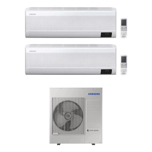 Immagine di Samsung WINDFREE AVANT R32 Climatizzatore a parete dual split inverter Wi-Fi bianco | unità esterna 10 kW unità interne 12000+12000 BTU AJ100TXJ5KG/EU+AR[12T|12T]XEAAWKNEU