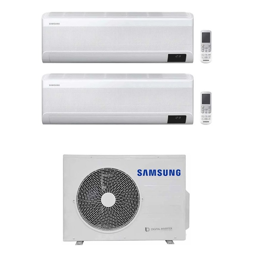 Immagine di Samsung WINDFREE AVANT R32 Climatizzatore a parete dual split inverter Wi-Fi bianco | unità esterna 5.2 kW unità interne 7000+7000 BTU AJ052TXJ3KG/EU+AR[07T|07T]XEAAWKNEU