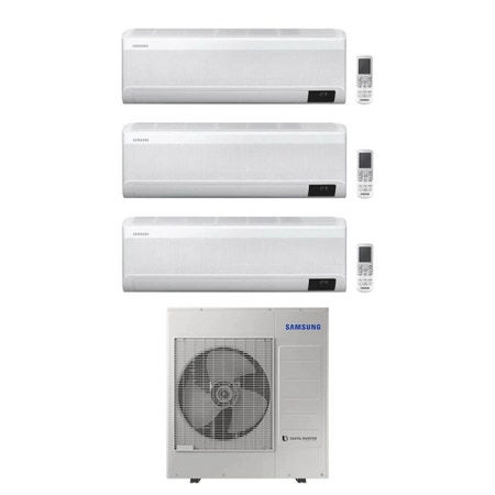 Immagine di Samsung WINDFREE AVANT R32 Climatizzatore a parete trial split inverter Wi-Fi bianco | unità esterna 10 kW unità interne 12000+12000+12000 BTU AJ100TXJ5KG/EU+AR[12T|12T|12T]XEAAWKNEU