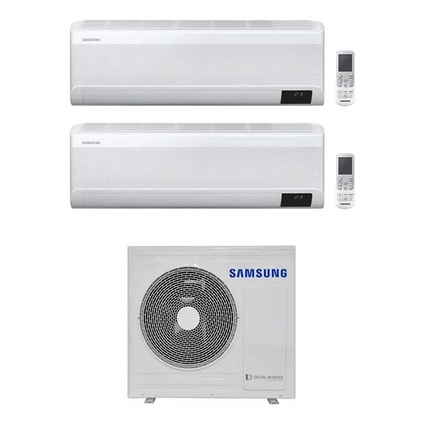 Immagine di Samsung WINDFREE AVANT R32 Climatizzatore a parete dual split inverter Wi-Fi bianco | unità esterna 8 kW unità interne 9000+24000 BTU AJ080TXJ4KG/EU+AR[09T|24T]XEAAWKNEU