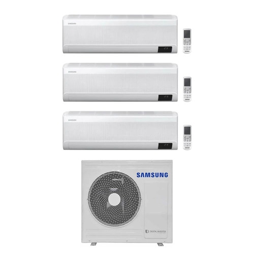 Immagine di Samsung WINDFREE AVANT R32 Climatizzatore a parete trial split inverter Wi-Fi bianco | unità esterna 8 kW unità interne 12000+12000+12000 BTU AJ080TXJ4KG/EU+AR[12T|12T|12T]XEAAWKNEU