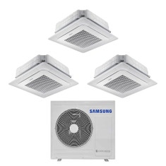 Immagine di Samsung CASSETTA 4 VIE MINI WINDFREE R32 Climatizzatore a cassetta trial split inverter bianco | unità esterna 8 kW unità interne 7000+18000+18000 BTU AJ080TXJ4KG/EU+AJ0[20|52|52]TNNDKG/EU