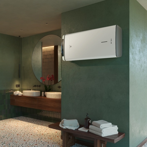 Immagine di Ariston VELIS PRO DRY WI-FI 80 Scaldacqua elettrico murale doppio serbatoio ad accumulo, ultracompatto multiposizione, dotato di Wi-Fi e resistenza a secco 3100909