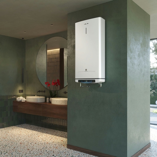 Immagine di Ariston VELIS PRO DRY WI-FI 80 Scaldacqua elettrico murale doppio serbatoio ad accumulo, ultracompatto multiposizione, dotato di Wi-Fi e resistenza a secco 3100909