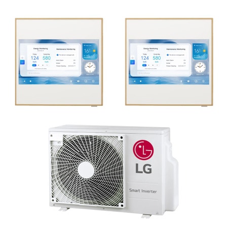Immagine di LG ARTCOOL Gallery LCD R32 Climatizzatore a parete dual split inverter Wi-Fi | unità esterna 4.1 kW unità interne 9000+12000 BTU MU2R15.U13+A[09|12]GA2.NSE