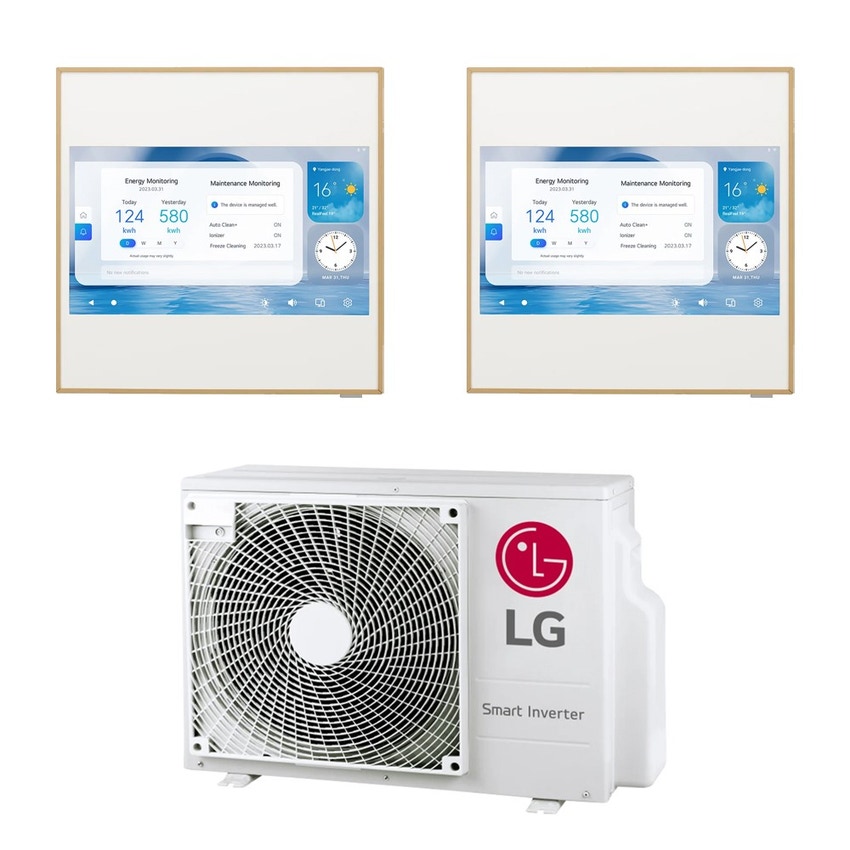 Immagine di LG ARTCOOL Gallery LCD R32 Climatizzatore a parete dual split inverter Wi-Fi | unità esterna 4.7 kW unità interne 12000+12000 BTU MU2R17.U13+A[12|12]GA2.NSE