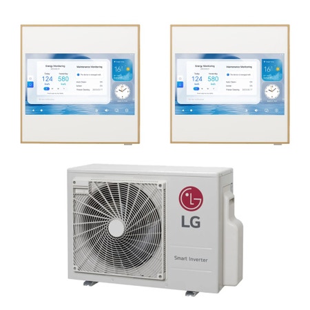 Immagine di LG ARTCOOL Gallery LCD R32 Climatizzatore a parete dual split inverter Wi-Fi | unità esterna 5.3 kW unità interne 9000+9000 BTU MU3R19.U23+A[09|09]GA2.NSE