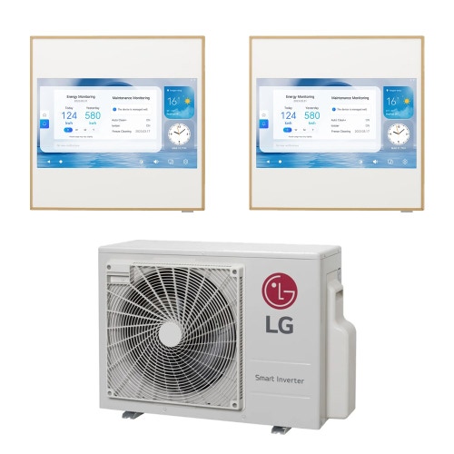 Immagine di LG ARTCOOL Gallery LCD R32 Climatizzatore a parete dual split inverter Wi-Fi | unità esterna 6.2 kW unità interne 9000+12000 BTU MU3R21.U23+A[09|12]GA2.NSE