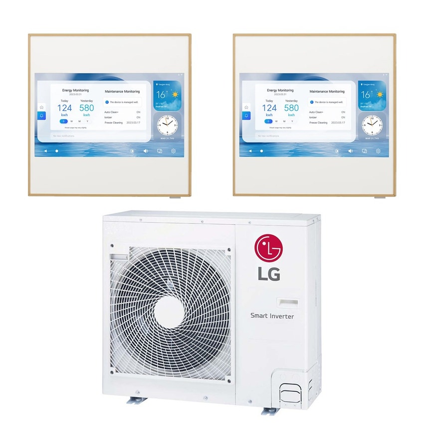 Immagine di LG ARTCOOL Gallery LCD R32 Climatizzatore a parete dual split inverter Wi-Fi | unità esterna 7.9 kW unità interne 12000+12000 BTU MU4R27.U42+A[12|12]GA2.NSE