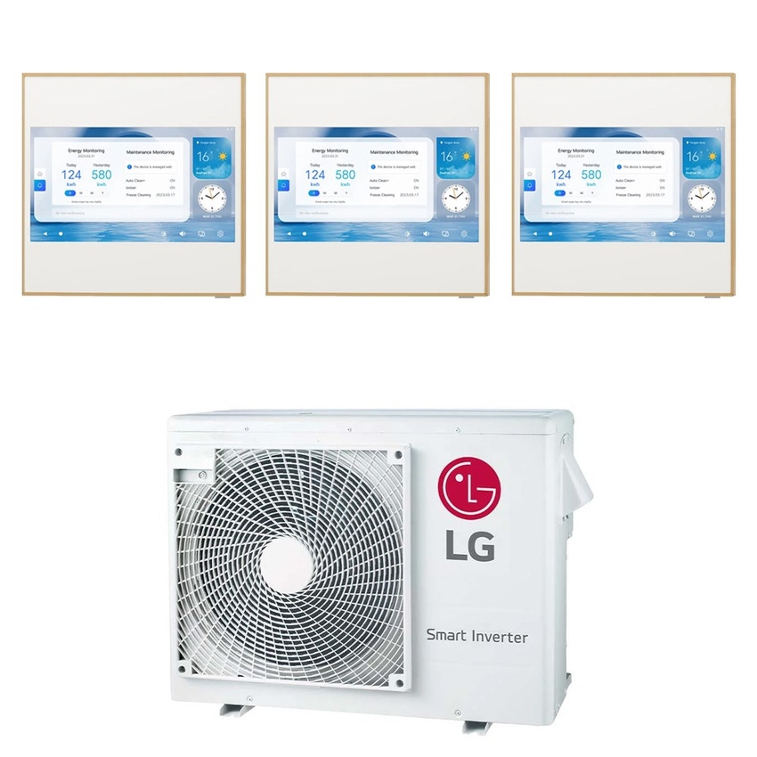 Immagine di LG ARTCOOL Gallery LCD R32 Climatizzatore a parete trial split inverter Wi-Fi | unità esterna 7 kW unità interne 9000+9000+9000 BTU MU4R25.U22+A[09|09|09]GA2.NSE