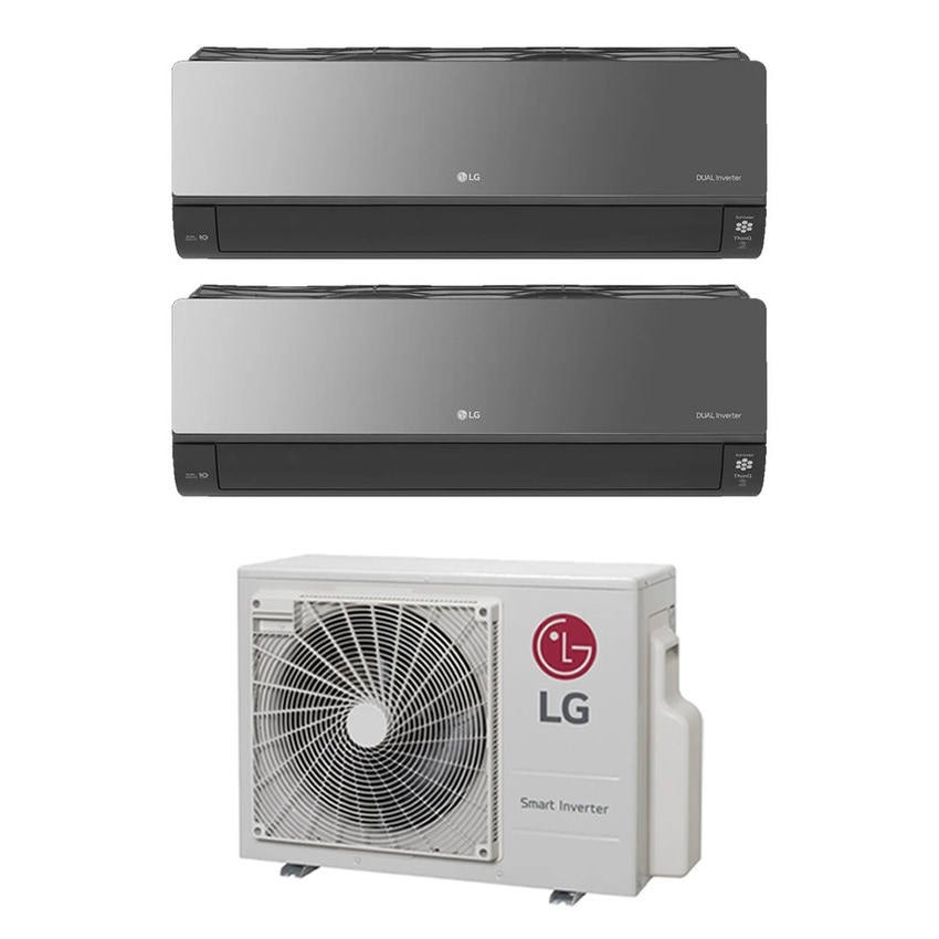 Immagine di LG ARTCOOL Mirror R32 Climatizzatore a parete dual split inverter Wi-Fi mirror | unità esterna 6.2 kW unità interne 12000+18000 BTU MU3R21.U23+AC[12]BK.NSJ+AC[18]BK.NSK