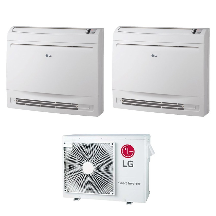 Immagine di LG CONSOLE R32 Climatizzatore console da pavimento dual split inverter bianco | unità esterna 7 kW unità interne 9000+9000 BTU MU4R25.U22+UQ[09|09]F.NA0