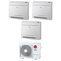 Immagine di LG CONSOLE R32 Climatizzatore console da pavimento trial split inverter bianco | unità esterna 7 kW unità interne 9000+9000+9000 BTU MU4R25.U22+UQ[09|09|09]F.NA0