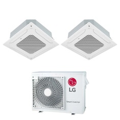 Immagine di LG Cassetta 4 vie R32 Climatizzatore a cassetta dual split inverter bianco | unità esterna 7 kW unità interne 9000+9000 BTU MU4R25.U22+CT[09|09]F.NR0