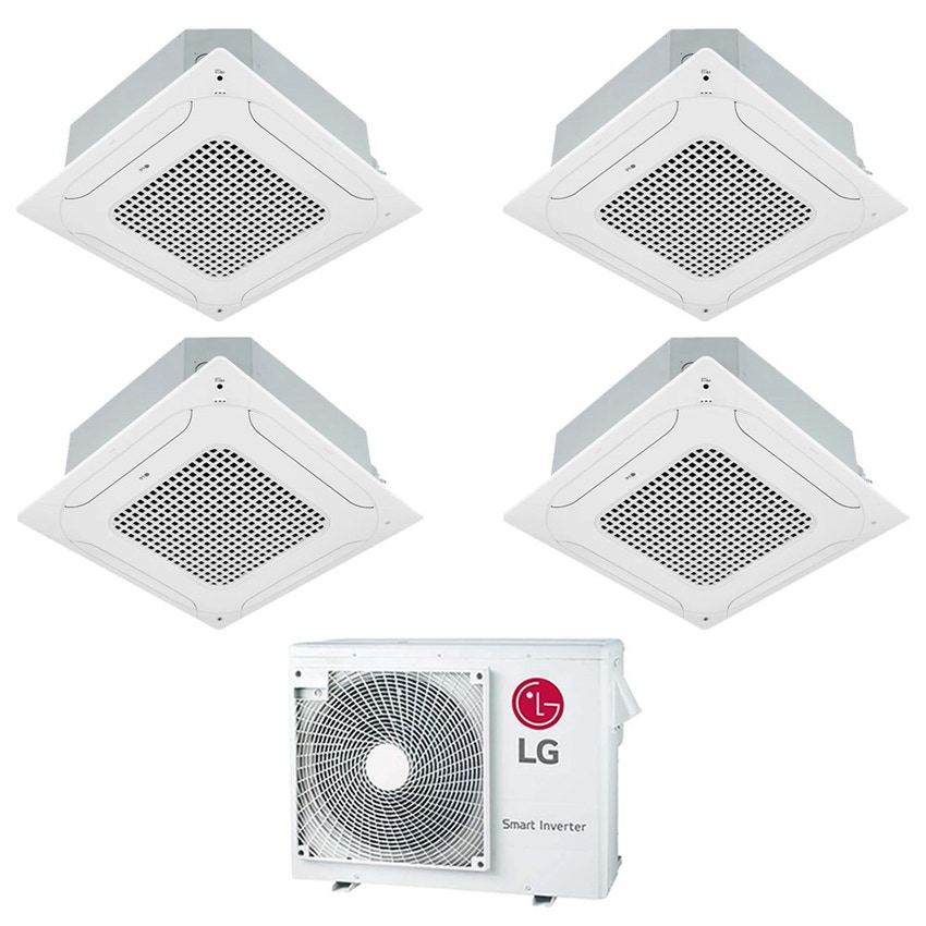 Immagine di LG Cassetta 4 vie R32 Climatizzatore a cassetta quadri split inverter bianco | unità esterna 7 kW unità interne 9000+9000+9000+9000 BTU MU4R25.U22+CT[09|09|09|09]F.NR0