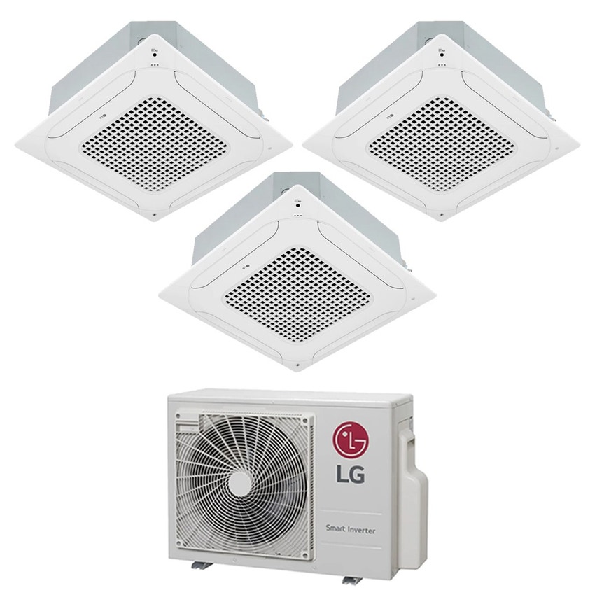 Immagine di LG Cassetta 4 vie R32 Climatizzatore a cassetta trial split inverter bianco | unità esterna 6.2 kW unità interne 9000+9000+9000 BTU MU3R21.U23+CT[09|09|09]F.NR0